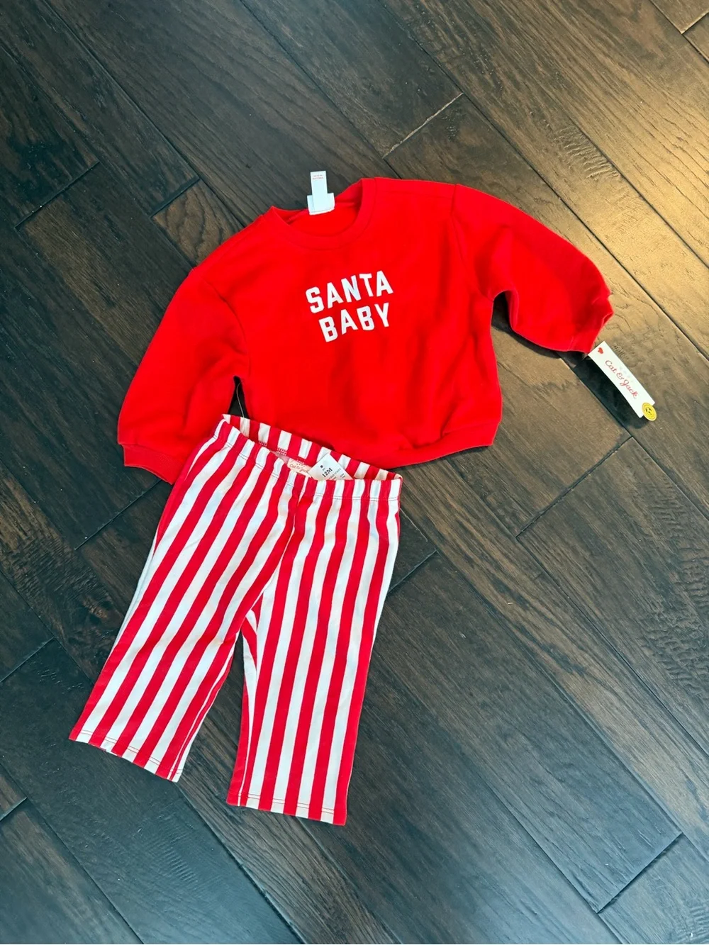 Cat & Jack Santa baby outfit sweater pants set red and white nwt